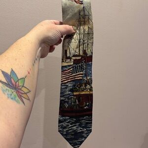 Americana Harbor Men's Tie with American Flag Design